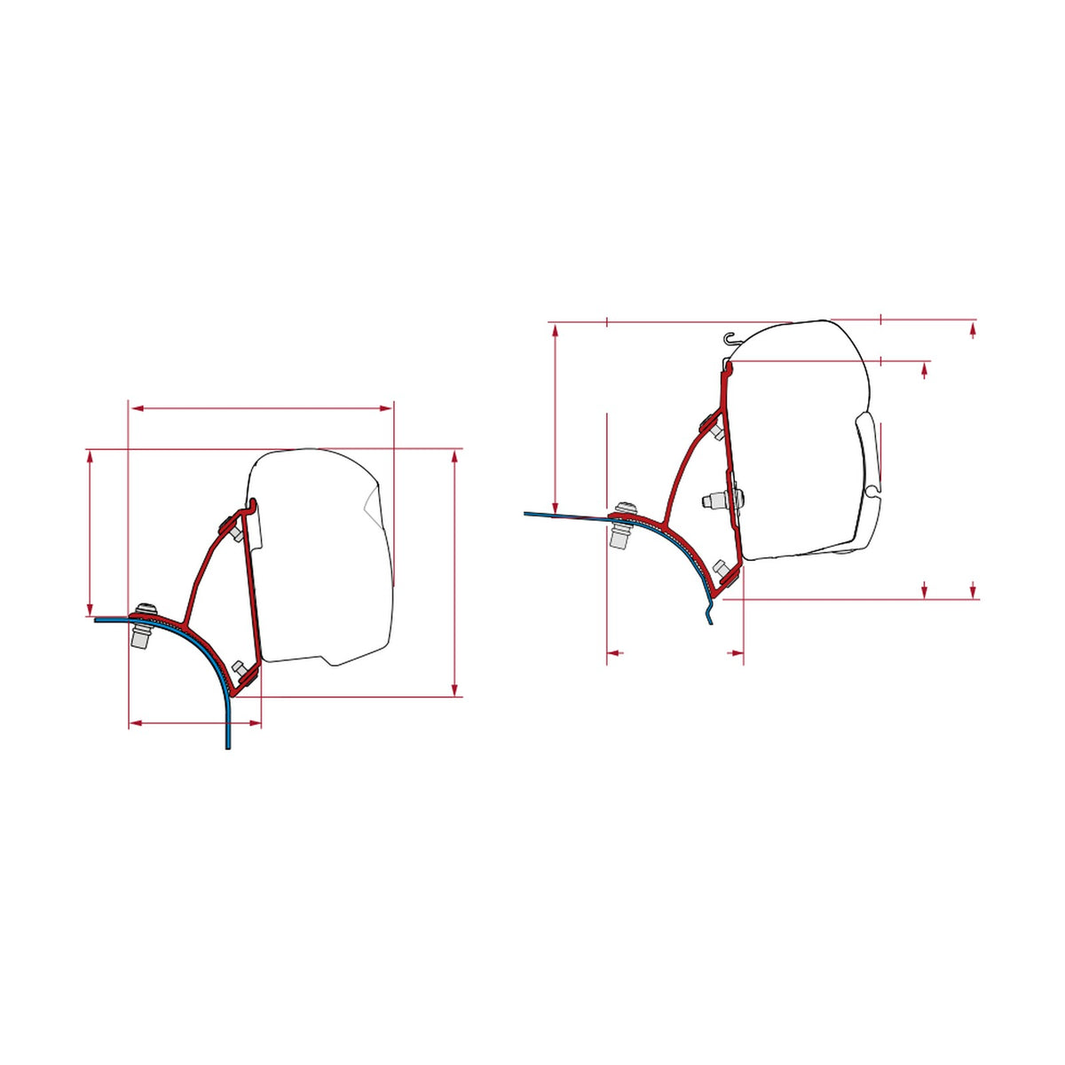 Fiamma Kit VW T5 T6 Lift Roof, tendalino F45S: disegno di montaggio
