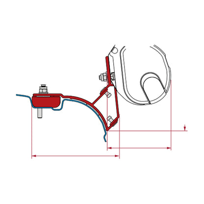 Fiamma Kit VW T5 T6 Multivan Transporter, tendalino, versione f35: disegno di montaggio