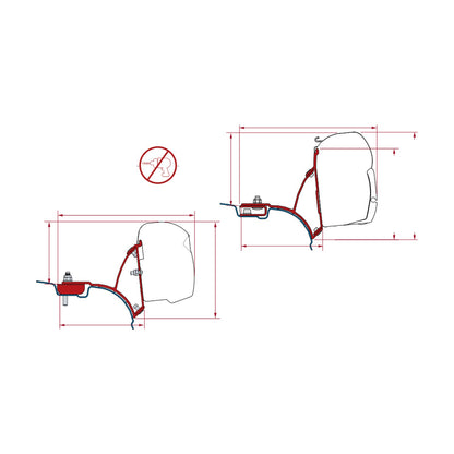 Fiamma Kit VW T5 T6 Multivan Transporter, tendalino, versione f45s: disegno di montaggio