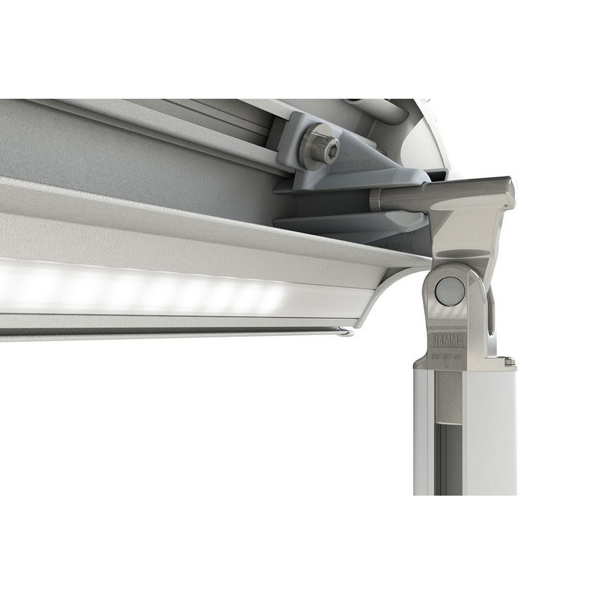 Striscia LED Fiamma montata nel cassonetto del tendalino F80