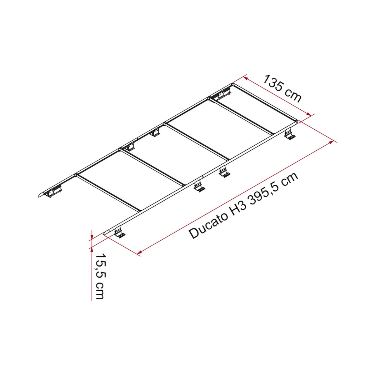 Misure del portapacchi Fiamma Roof Rail Ducato per tetto alto H3