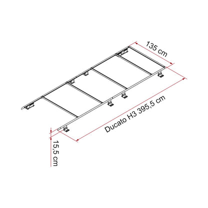 Misure del portapacchi Fiamma Roof Rail Ducato per tetto alto H3