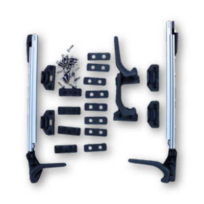 Kit Polyplastic con 2 compassi, 3 maniglie e 5 fermi per finestre alte 50-65cm