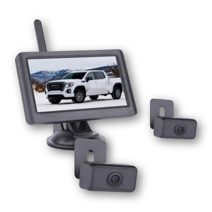 Kit retrocamera senza fili con monitor da 5 pollici e due telecamere da portatarga