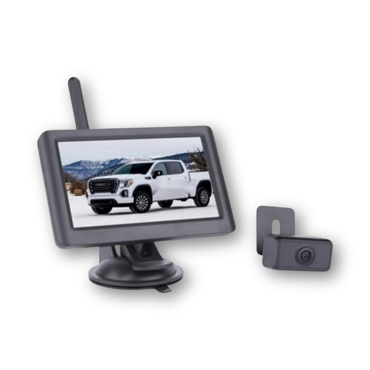 Kit retrocamera senza fili con monitor LCD da 5 pollici con ventosa e telecamera da portatarga
