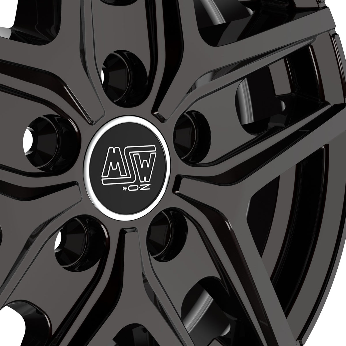 Dettaglio del mozzo con logo MSW del cerchio 40VAN Gloss Black