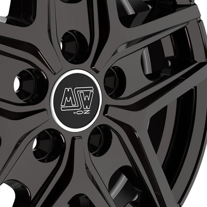 Dettaglio del mozzo con logo MSW del cerchio 40VAN Gloss Black