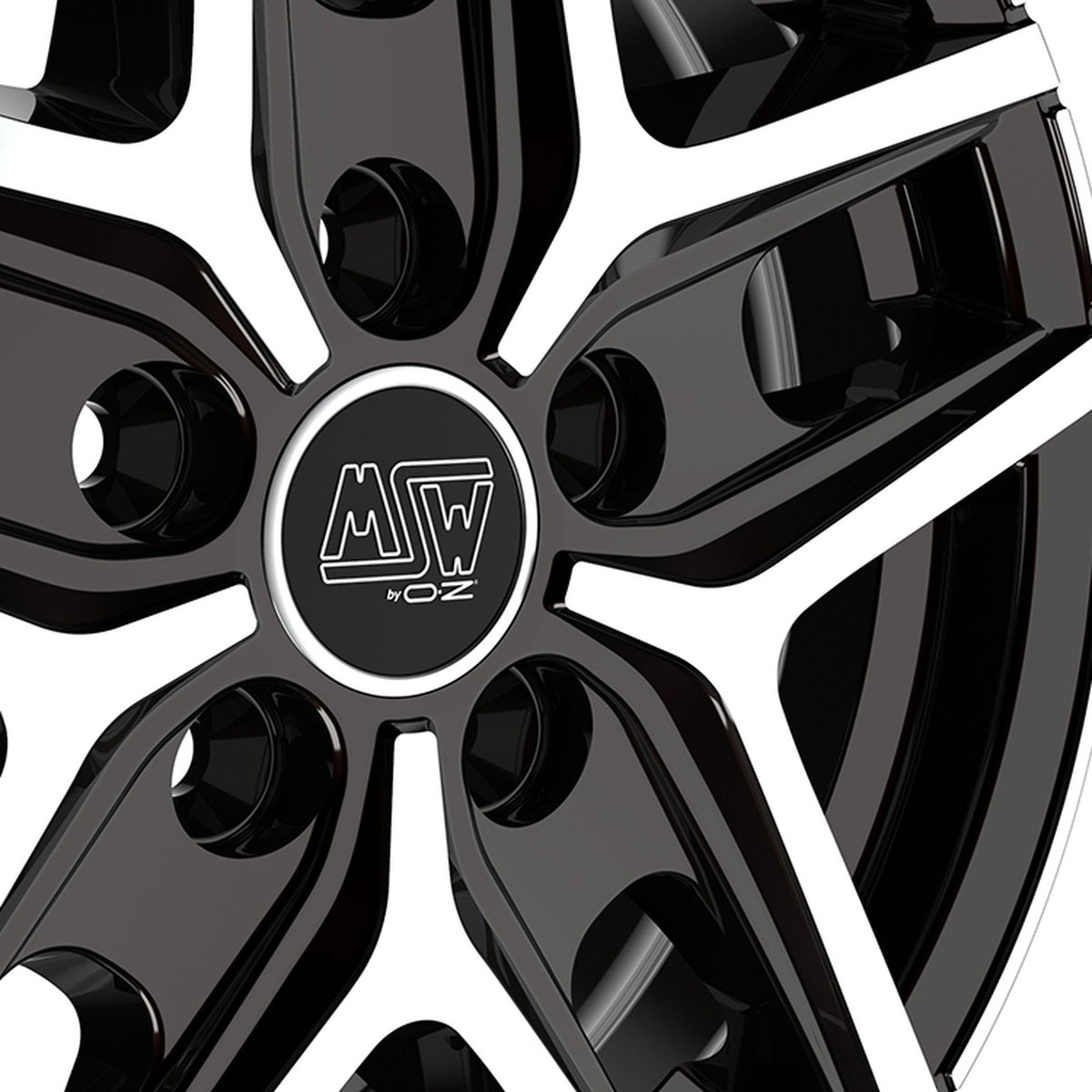 Dettaglio delle razze diamantate del cerchio MSW 40VAN Gloss Black Full Polished