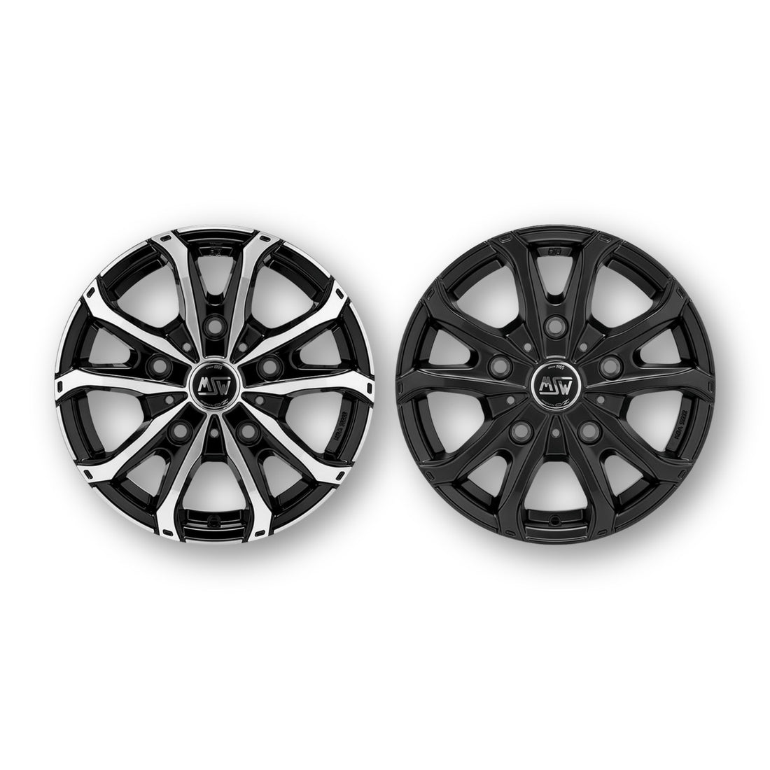 Cerchi in lega MSW 48VAN da 16 pollici nelle finiture Gloss Black Full Polished e Matt Black