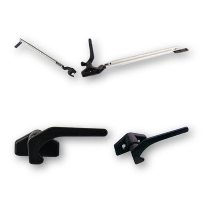 Braccetti Click Clack e maniglie di chiusura Polyplastic per finestre a compasso