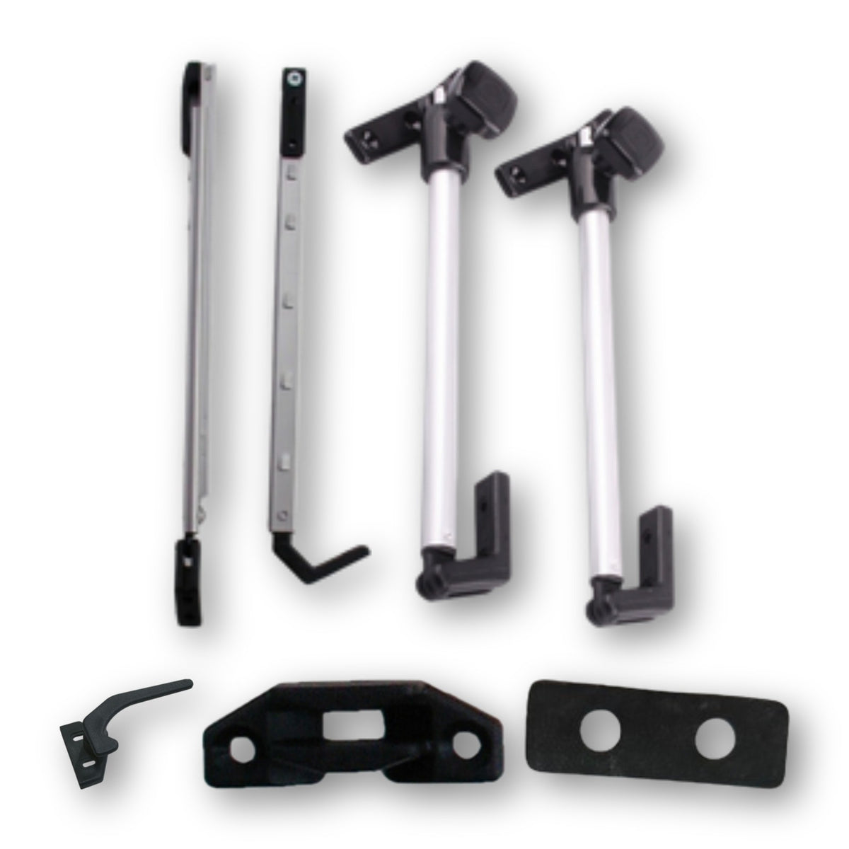Compassi, maniglia, fermo e guarnizione Polyplastic per finestre a compasso F14, F16, F47 e F48