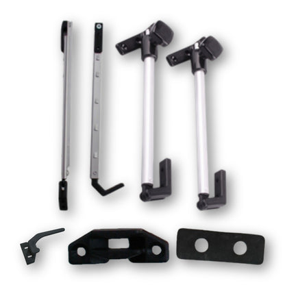 Compassi, maniglia, fermo e guarnizione Polyplastic per finestre a compasso F14, F16, F47 e F48