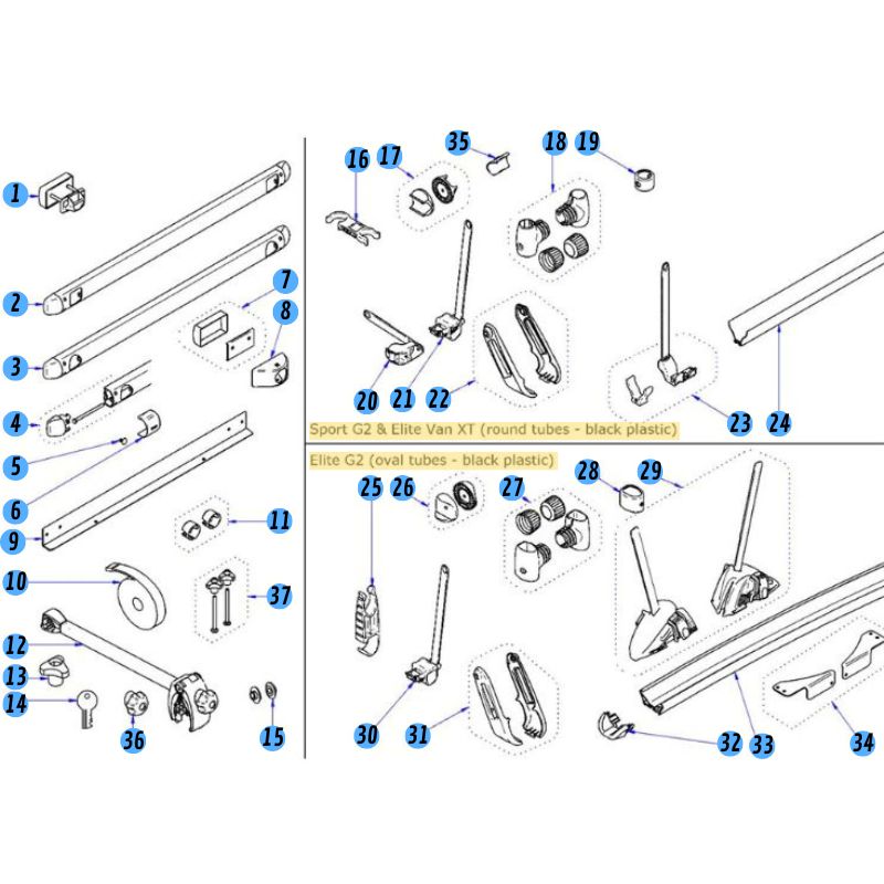 THULE - RICAMBI SPORT &amp; ELITE G2