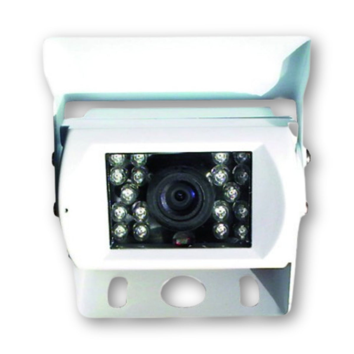 Retrocamera HD bianca con LED a infrarossi e tettuccio parasole