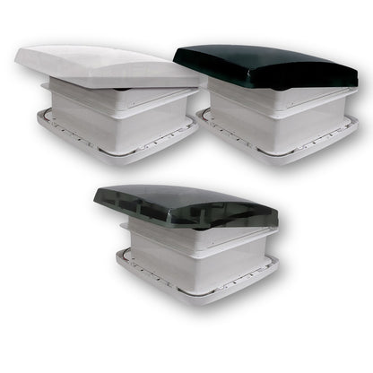 RV Basic ExtraFan 2.0 oblò 40x40 motorizzato, le versioni con cupola bianca, nera e crystal