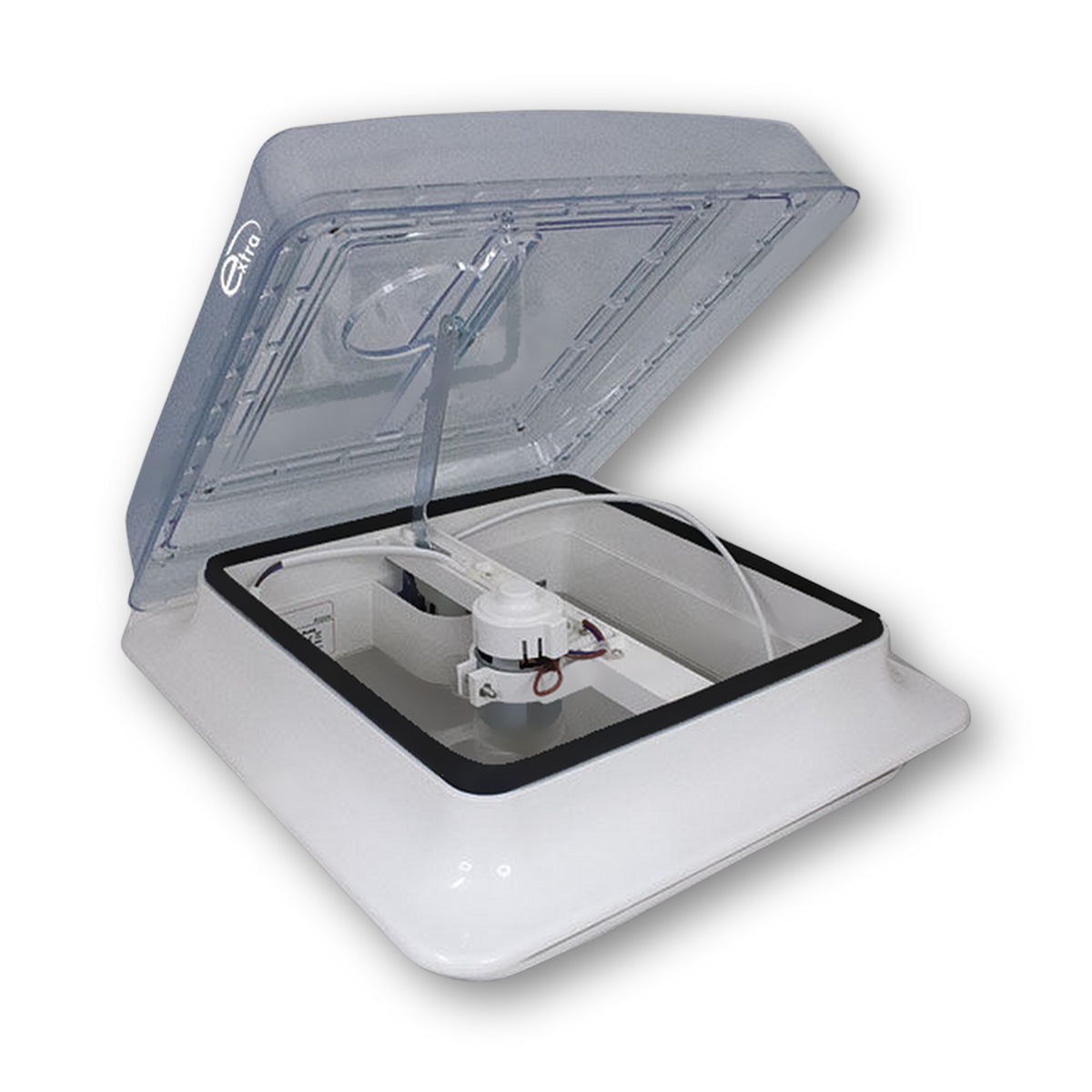 RV Basic ExtraFan 28 con cupola crystal aperta