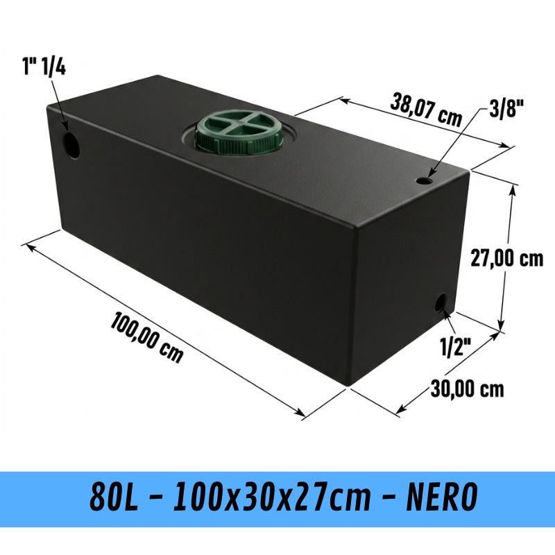 serbatoio 80L - 100x30x27cm - NERO