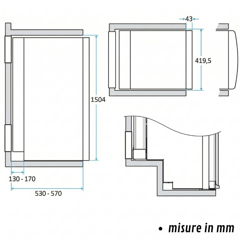 thetford n4142e+ disegno tecnico misure