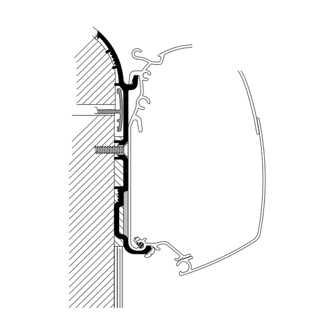 Thule Adattatore Bürstner Ixeo T680, tendalino 4m: disegno di montaggio