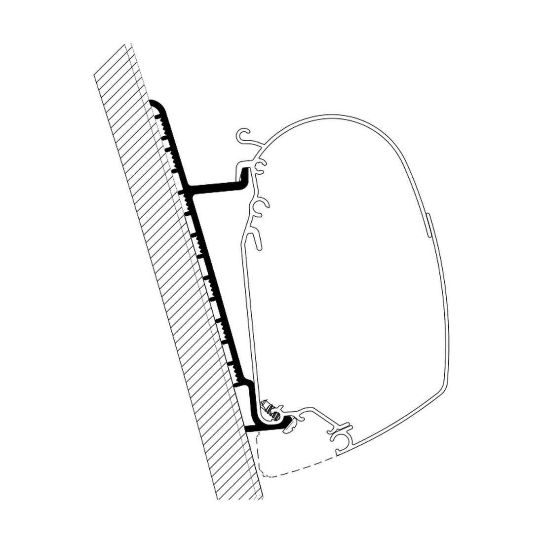 Thule Adattatore Ducato e Daily H3, tendalini a parete: disegno di montaggio