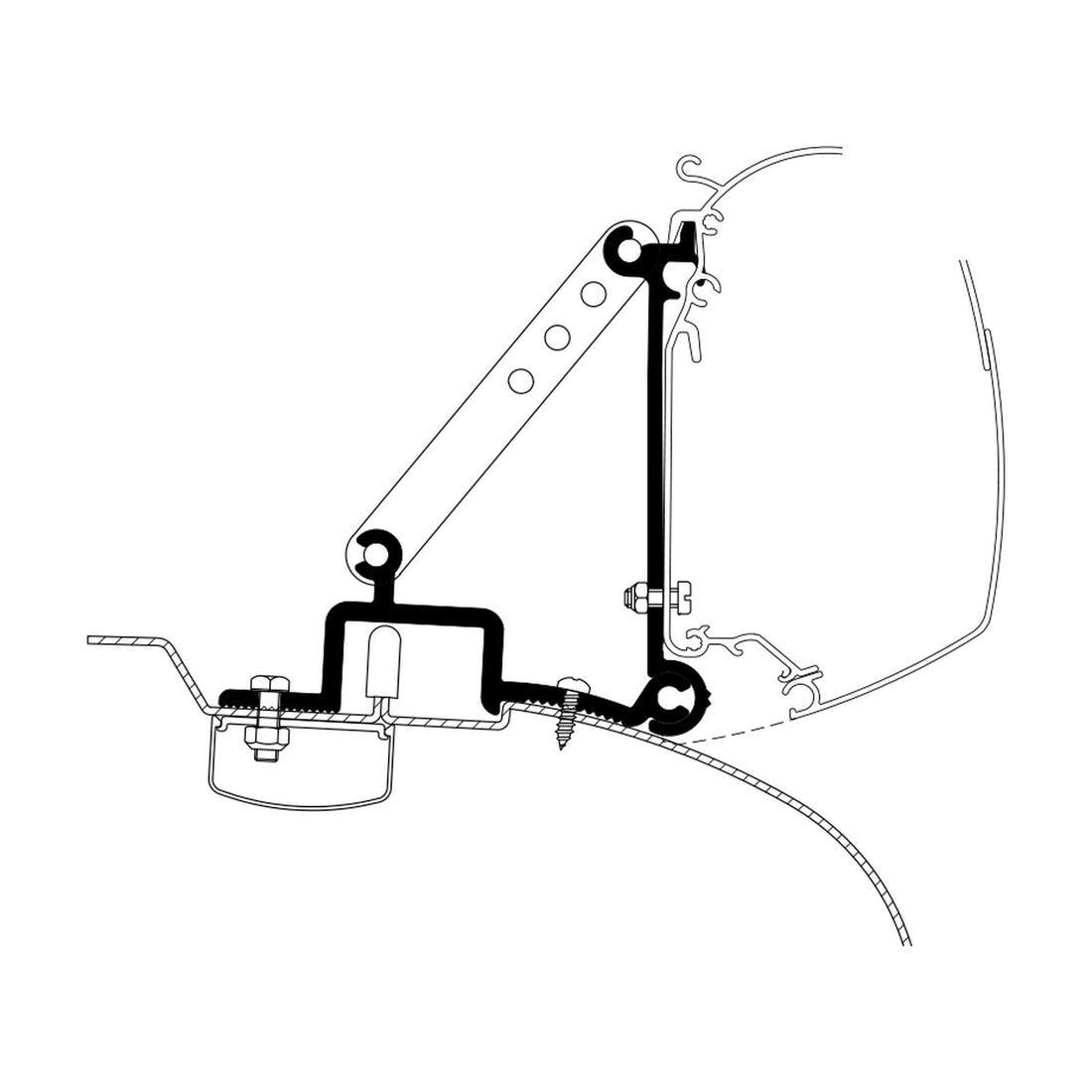 Thule Adattatore Ducato fino al 2006, tendalini a parete: disegno di montaggio