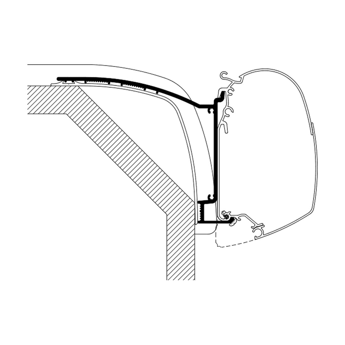 Thule Adattatore Laika Ecovip e Rexosline, tendalino 4,5m: disegno di montaggio