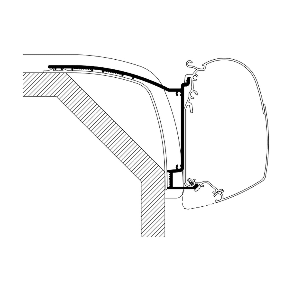Thule Adattatore Laika Ecovip e Rexosline, tendalino 4,5m: disegno di montaggio