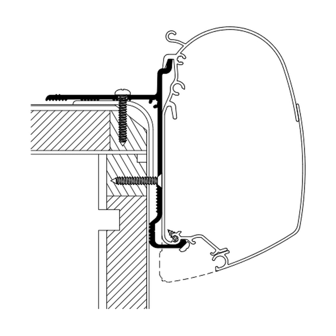 Thule Adattatori Adria Coral, tendalini a parete: disegno di montaggio