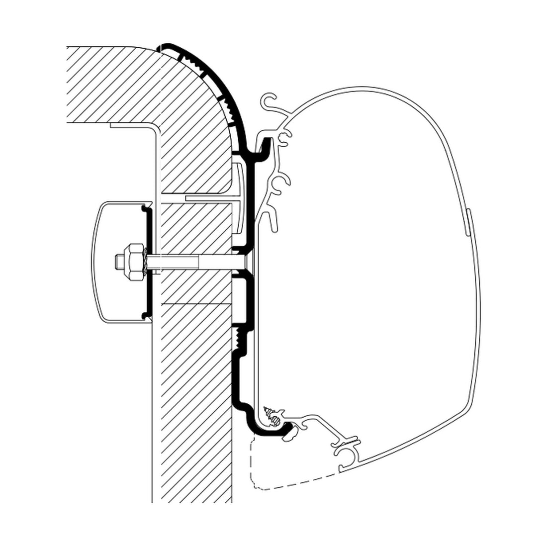 Thule Adattatori Bürstner, per tendalini a parete: disegno di montaggio