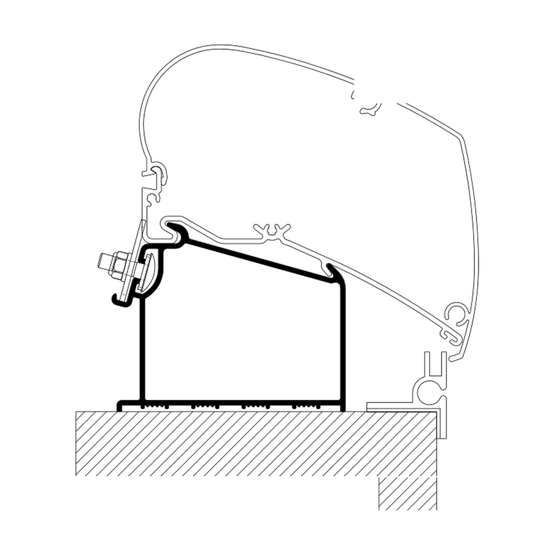 Thule Adattatori caravan Adria dal 2015, a tetto: disegno di montaggio