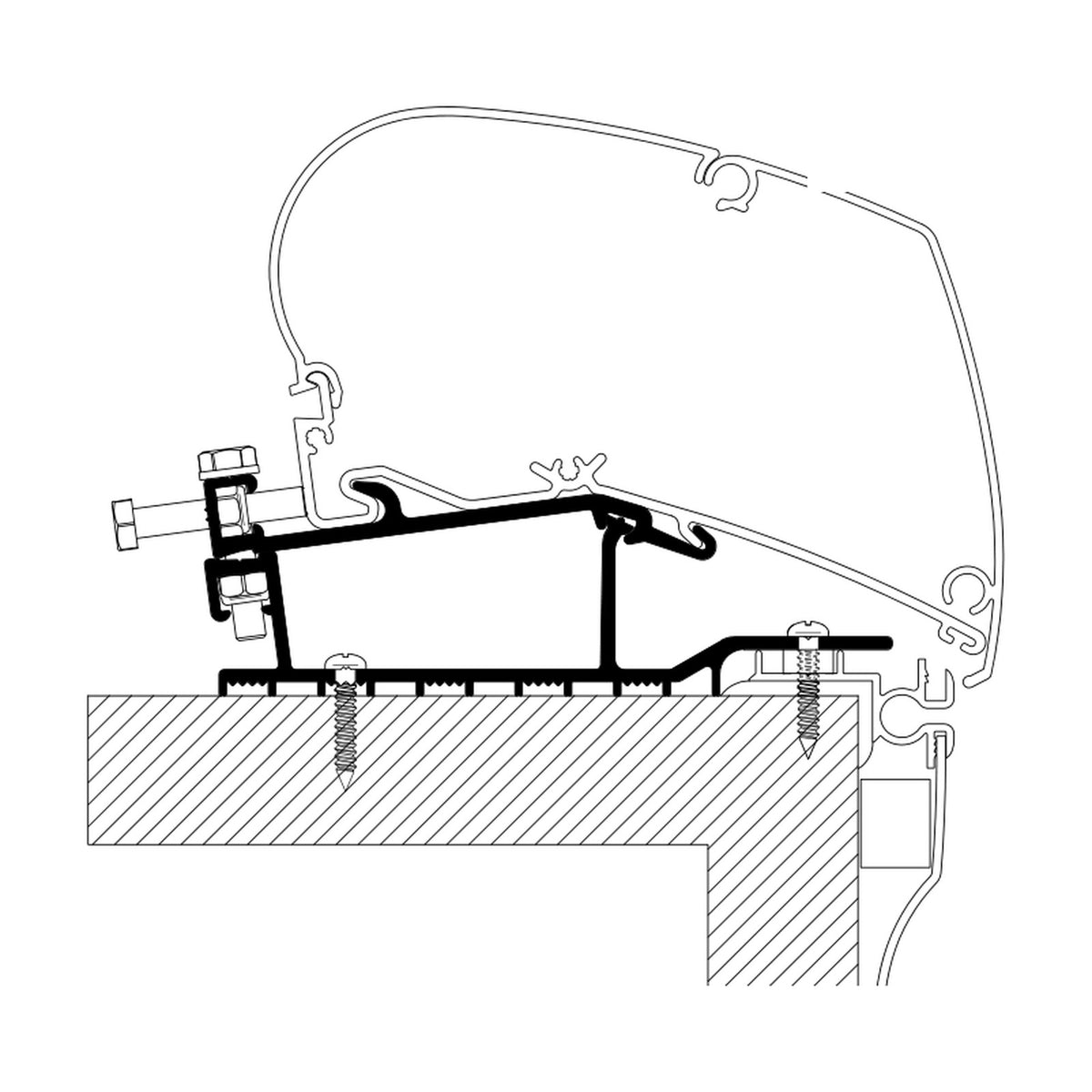 Thule Adattatori caravan Hobby, tendalini a tetto, versione 2009: disegno di montaggio
