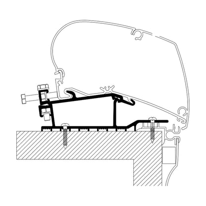 Thule Adattatori caravan Hobby, tendalini a tetto, versione 2009: disegno di montaggio