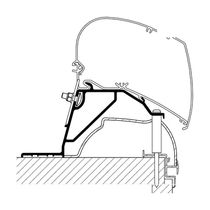 Thule Adattatori caravan Hobby, tendalini a tetto, versione DAL 2014: disegno di montaggio