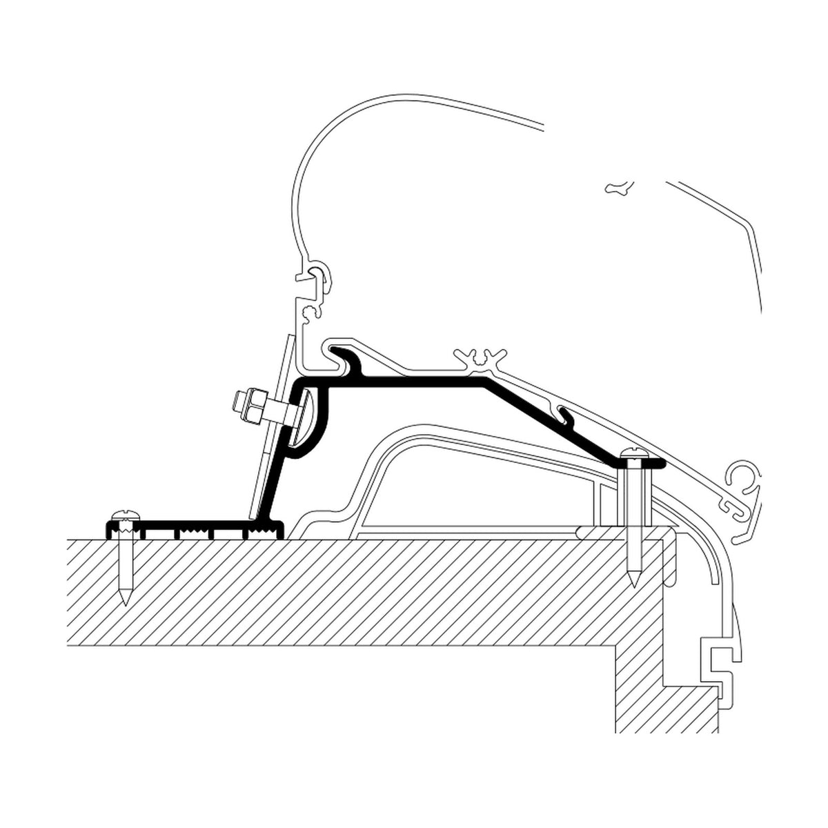 Thule Adattatori caravan Hobby, tendalini a tetto, versione PREMIUM &amp; ONTOUR: disegno di montaggio