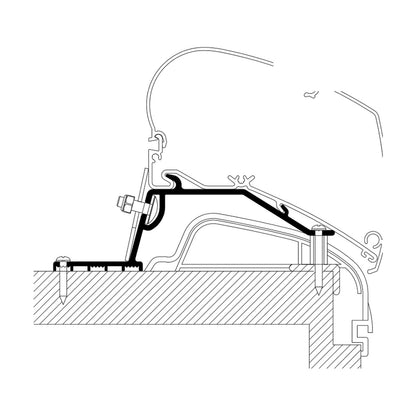 Thule Adattatori caravan Hobby, tendalini a tetto, versione PREMIUM &amp; ONTOUR: disegno di montaggio