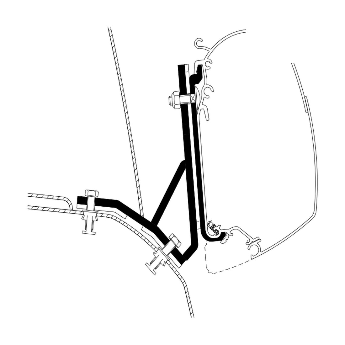 Thule Adattatori Ducato e Daily H2 lift roof, tendalini: disegno di montaggio