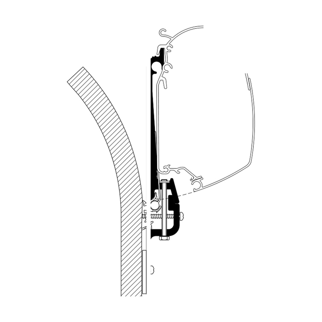 Thule Adattatori Eriba Touring fino al 2007, tendalini: disegno di montaggio