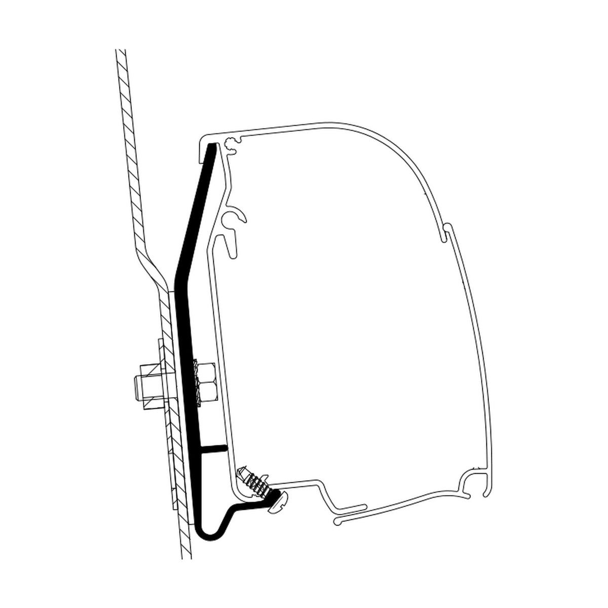 Thule Adattatori Ford Nugget tetto alto, tendalino: disegno di montaggio