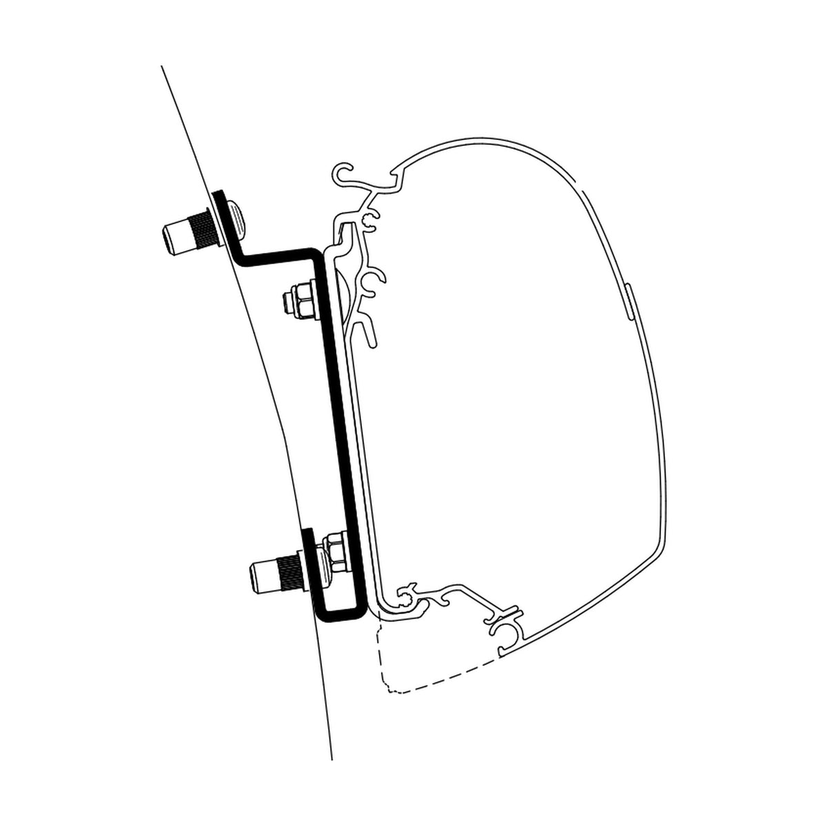 Thule Adattatori Ford Transit H3 dal 2014, tendalini: disegno di montaggio