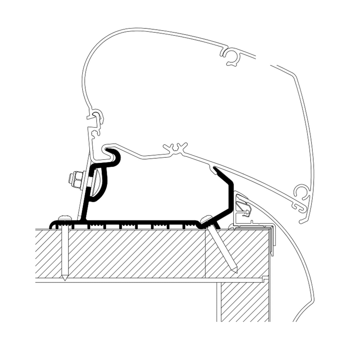 Thule Adattatori Hobby Optima Deluxe e Premium, a tetto: disegno di montaggio