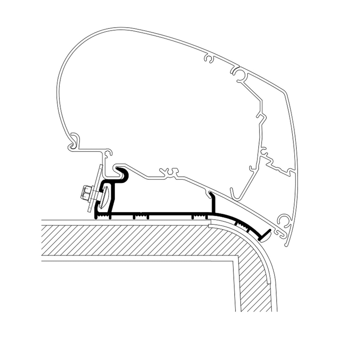 Thule Adattatori Hymer e Hymer Nova dal 2013, a tetto: disegno di montaggio