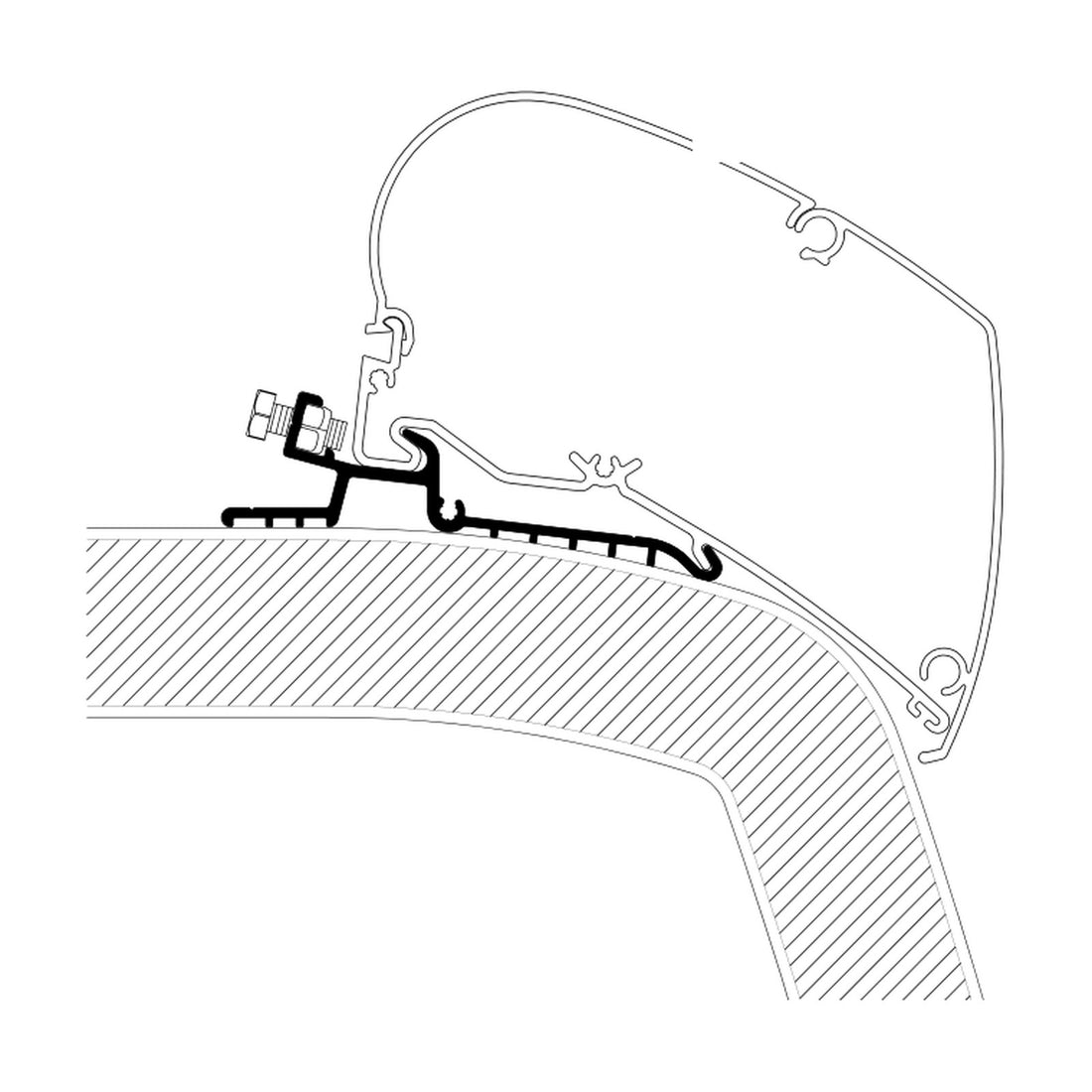 Thule Adattatori Hymer SX, tendalini a tetto: disegno di montaggio