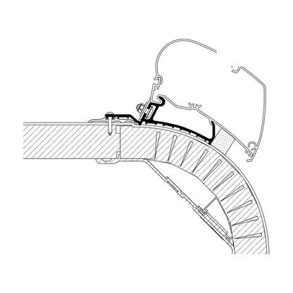 Thule Adattatori Laika Kreos ed Ecovip, tendalini a tetto, versione KREOS: disegno di montaggio