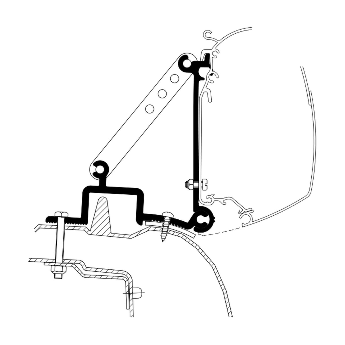 Thule Adattatori Master e Movano 1998-2010, a parete: disegno di montaggio