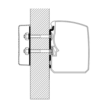 Thule Adattatori per tendalino Omnistor 3200, minivan, versione FLAT WALL: disegno di montaggio