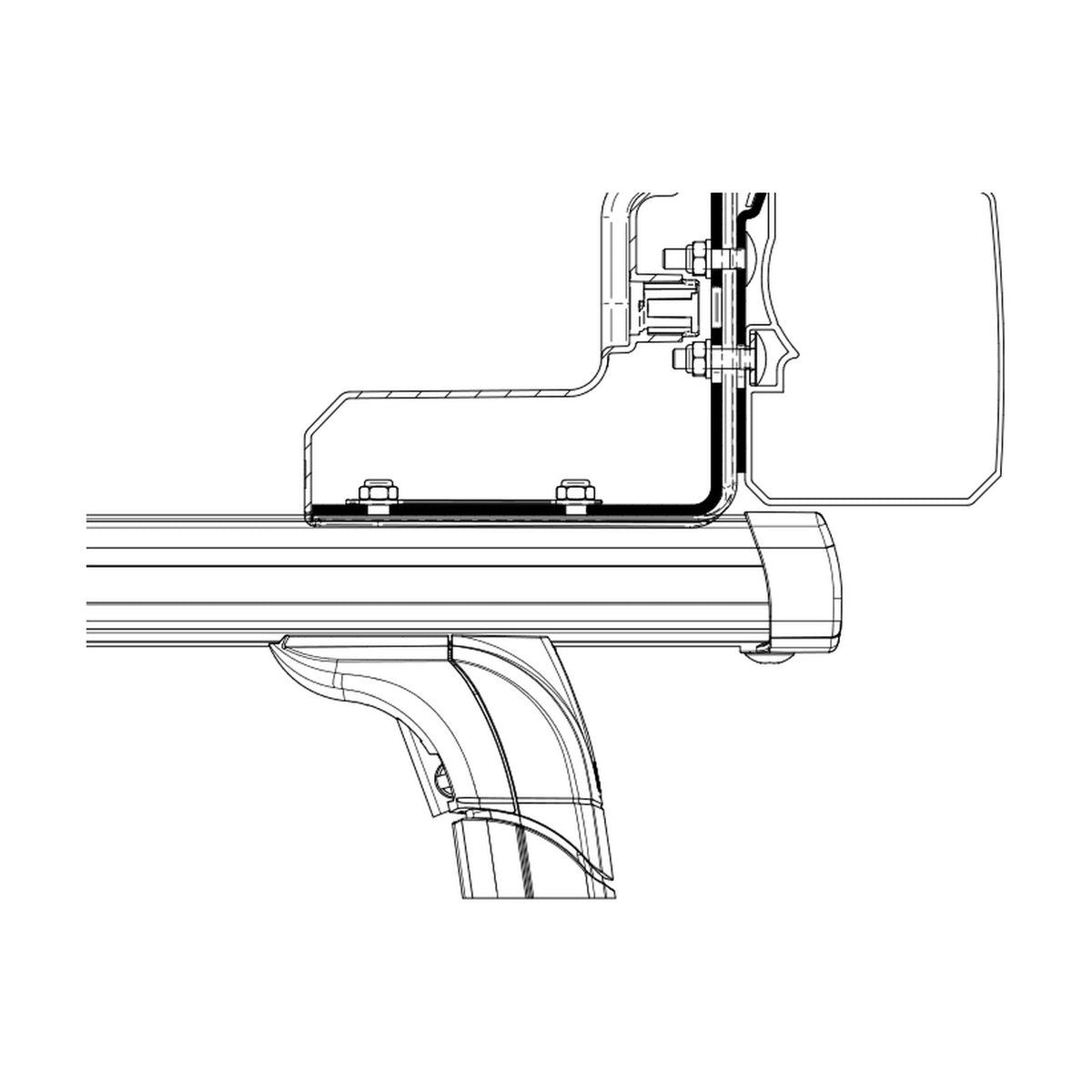 Thule Adattatori per tendalino Omnistor 3200, minivan, versione ROOF RACK: disegno di montaggio