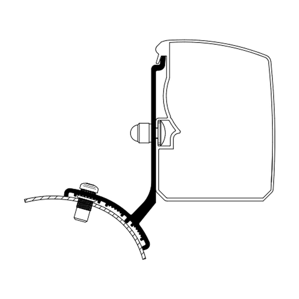 Thule Adattatori per tendalino Omnistor 3200, minivan, versione TRAFIC - VIVARO - TALENTO - NV300: disegno di montaggio