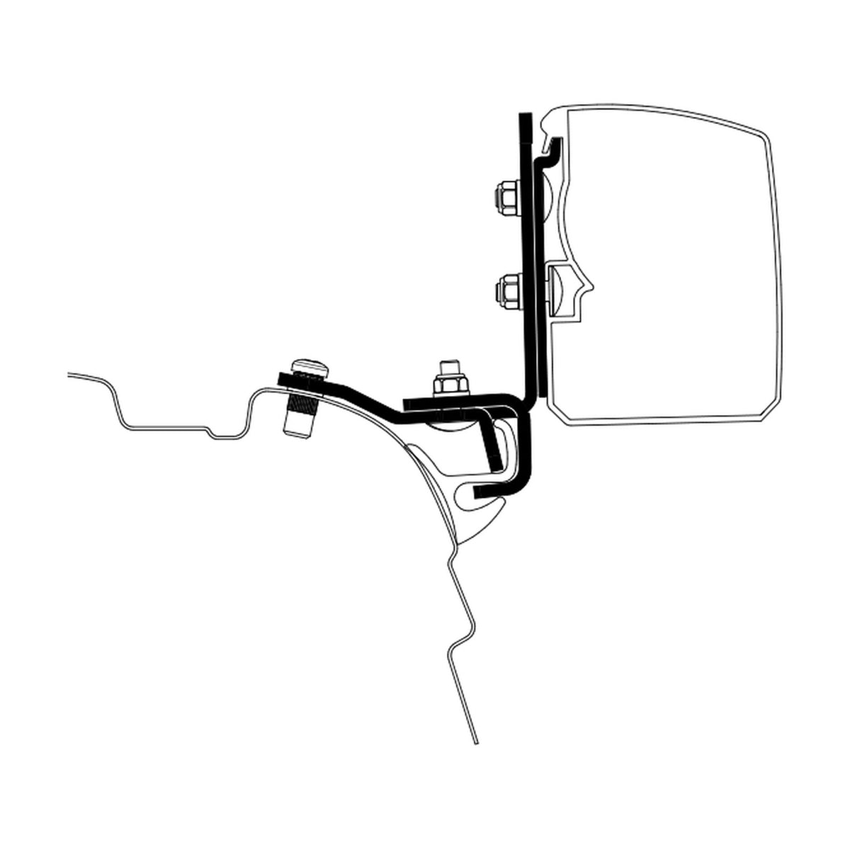 Thule Adattatori per tendalino Omnistor 3200, minivan, versione VW T5-T6 BRANDRUP: disegno di montaggio