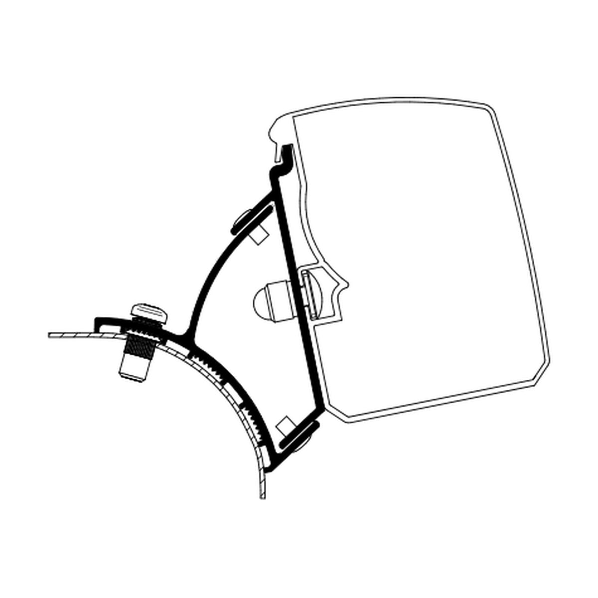 Thule Adattatori per tendalino Omnistor 3200, minivan, versione VW T5-T6: disegno di montaggio
