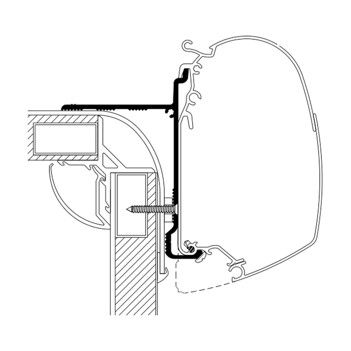 Thule Adattatori Pilote Explorateur, tendalini a parete: disegno di montaggio